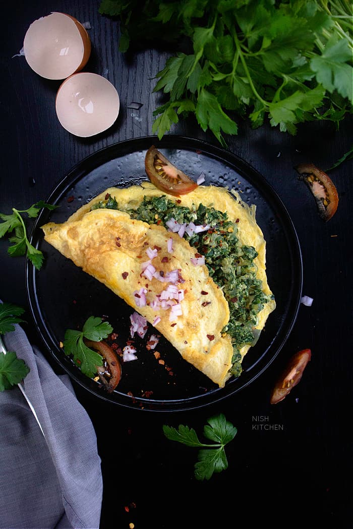 Spinach Omelette - NISH KITCHEN