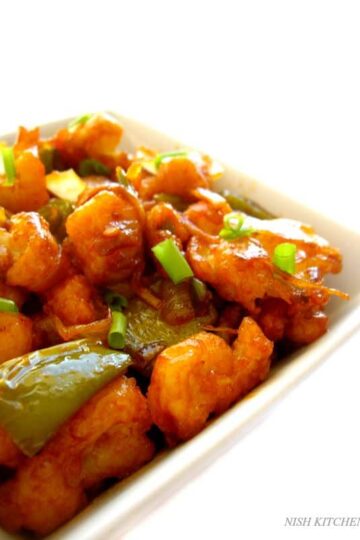 gobi (cauliflower) manchurian | nish kitchen