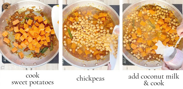 how to make sweet potato chickpea curry step 2