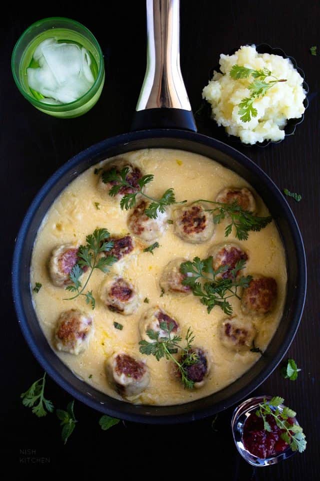 Swedish Chicken Meatballs Video Nish Kitchen