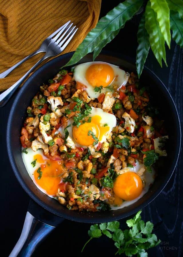 One Pan Breakfast with Sausages and Eggs Video NISH KITCHEN