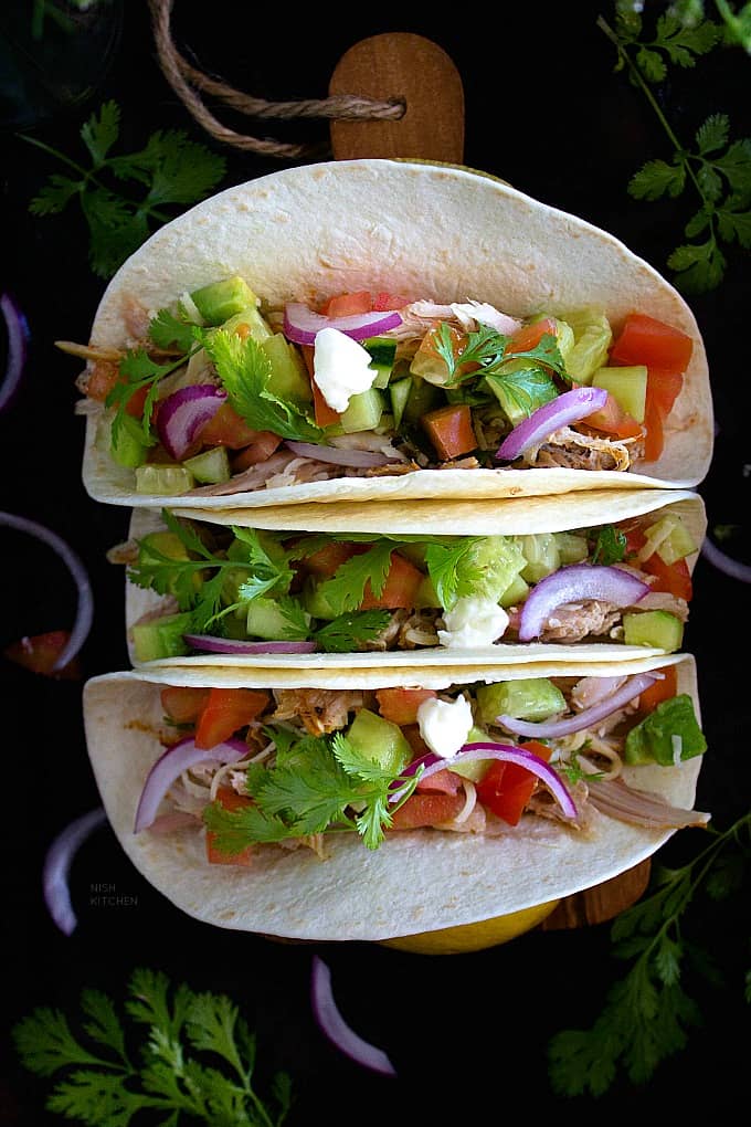 healthy tacos made with lefover roast turkey