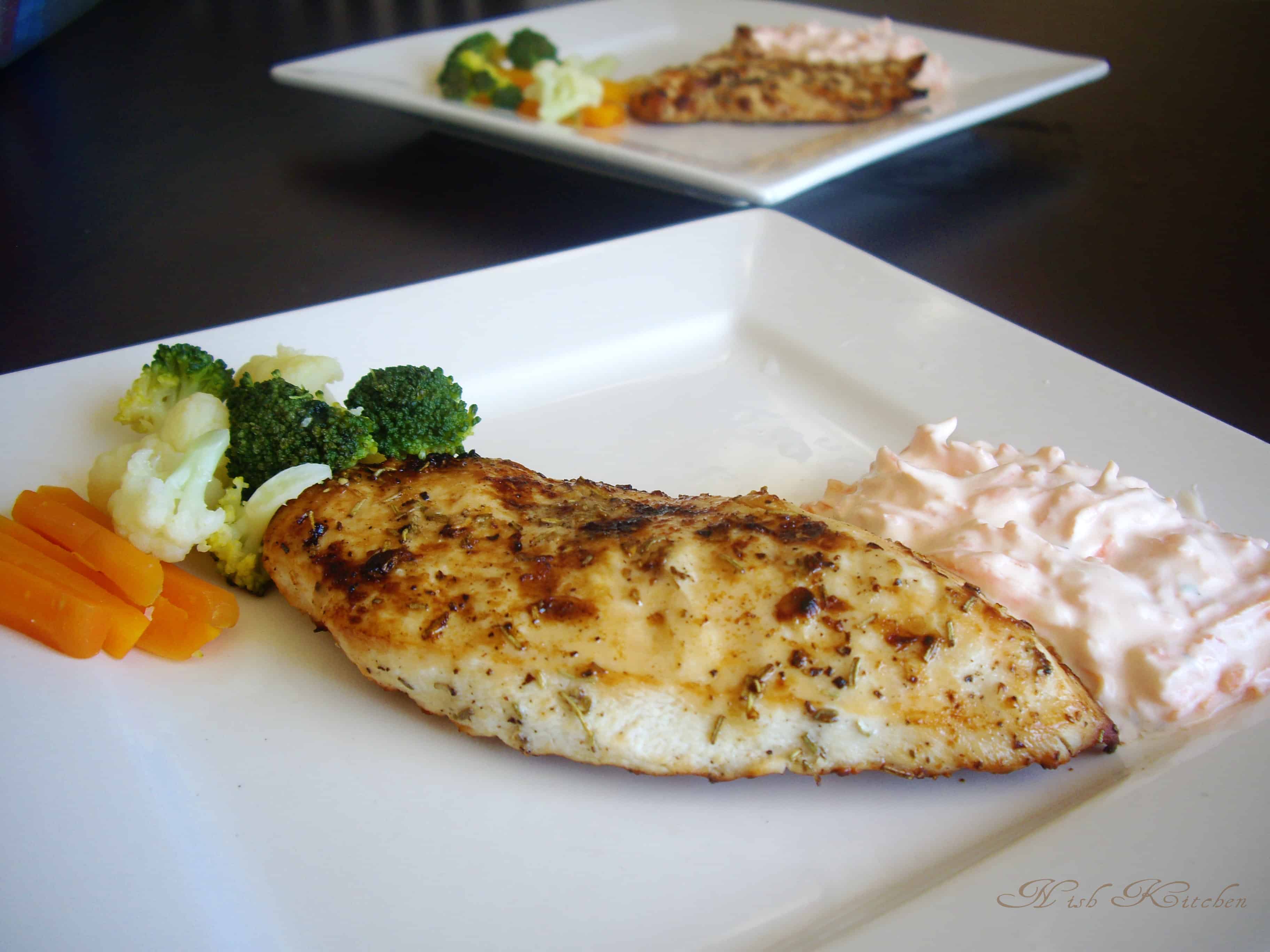 Grilled Chicken - Greek Style - with Yogurt Salad and Steamed Veggies ...