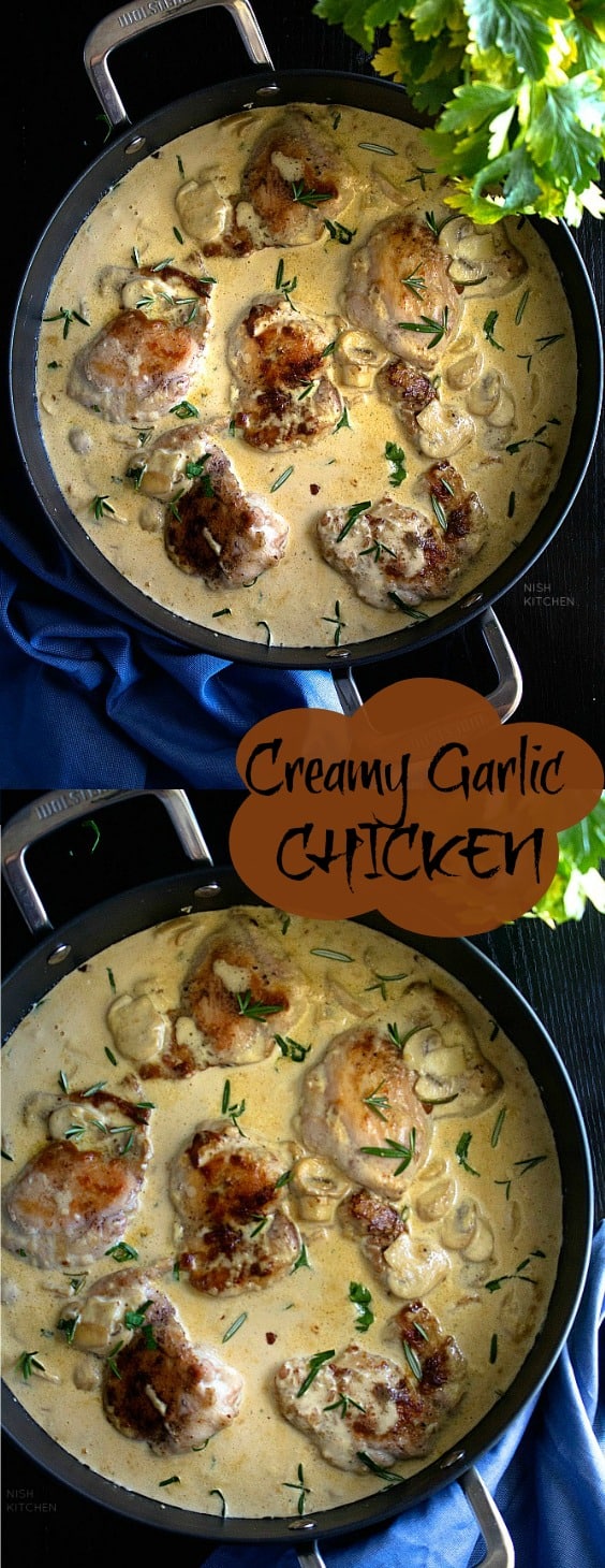Creamy garlic Chicken with Mushrooms