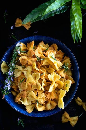 Chaat spiced pasta chips