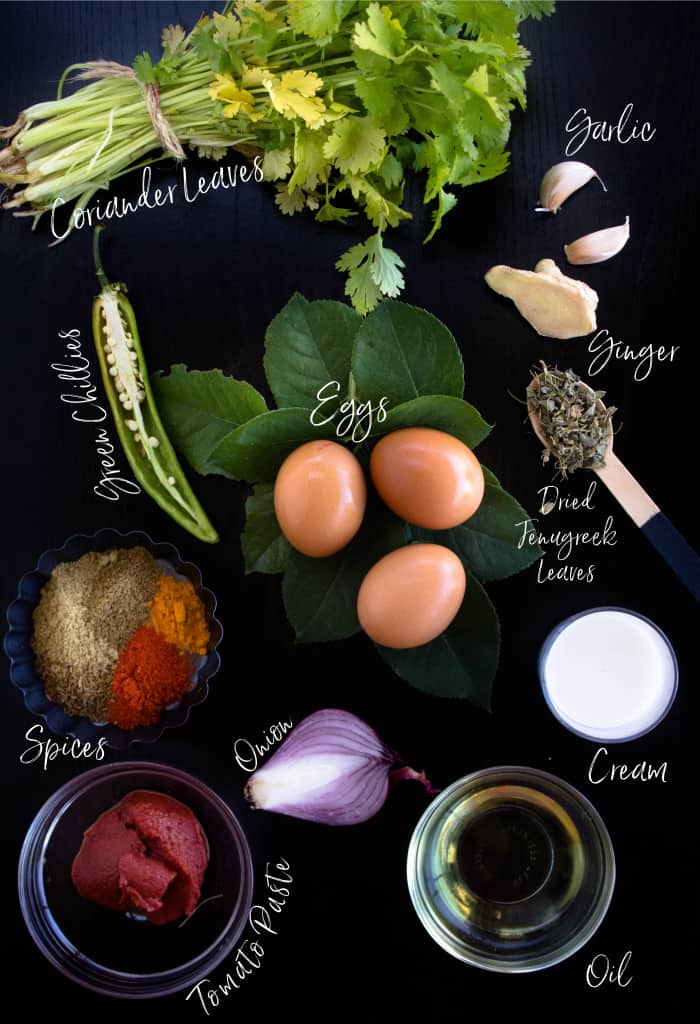 Ingredients for Indian Style Egg Curry