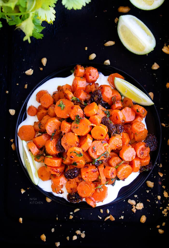 Moroccan style carrot salad with raisins