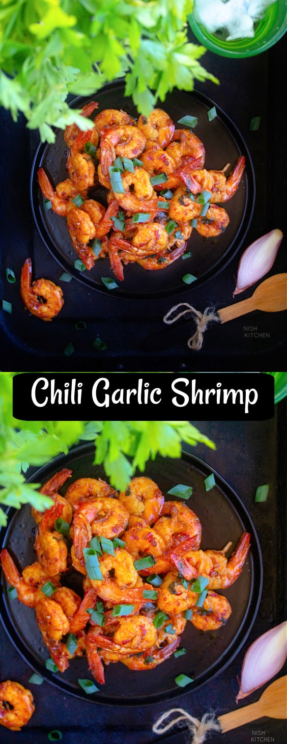 Asian chili garlic shrimp or prawns
