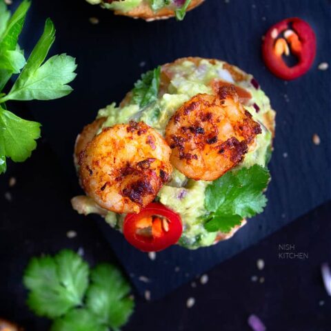 shrimp crostini with avocado recipe video