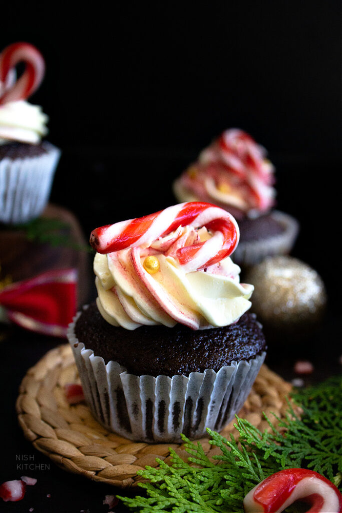 Chocolate Peppermint Cupcakes with peppermint buttercream frosting