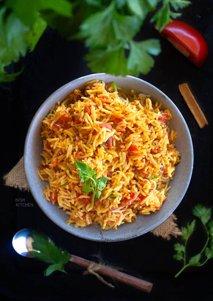 Easy Tomato Rice Video Nish Kitchen