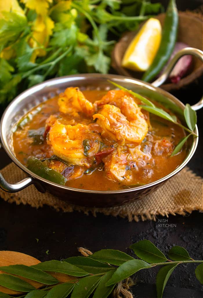 Malabar Prawn Curry Shrimp Curry Video Nish Kitchen 0260