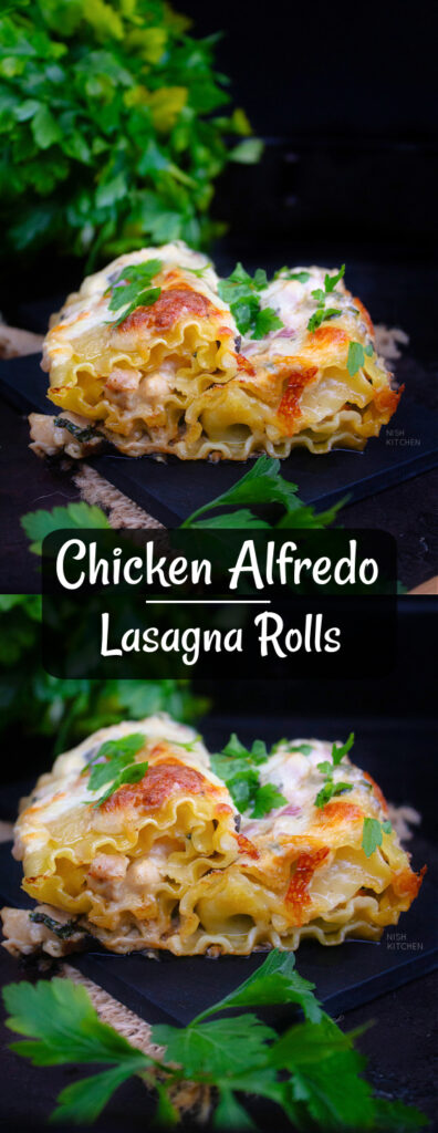 Chicken alfredo Lasagna Rolls