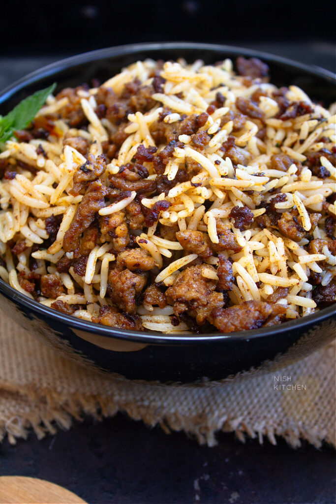 Ground meat with rice or keema rice recipe