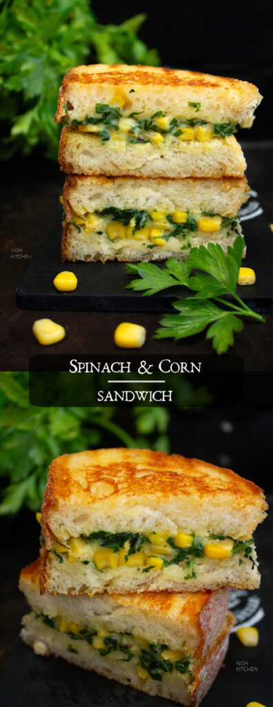 spinach and corn sandwich