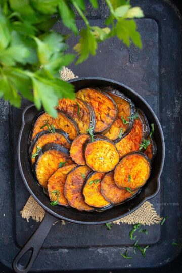 baingan bhaja or pan fried eggplant recipe video