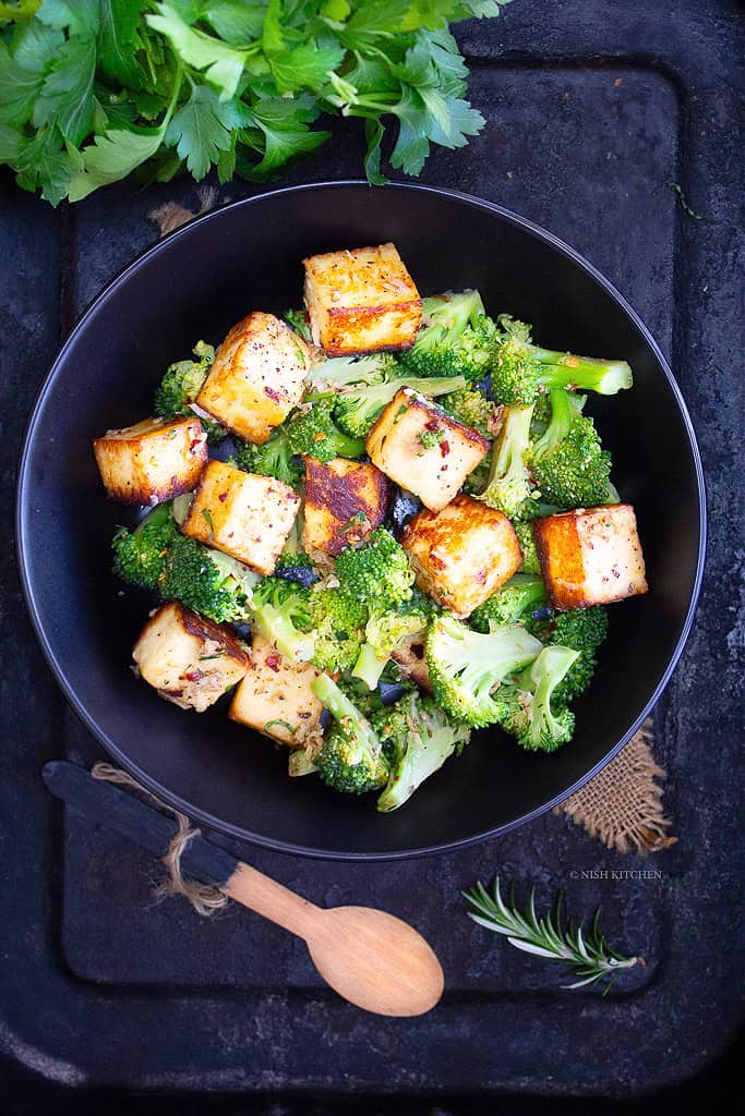 Broccoli and paneer stir fry