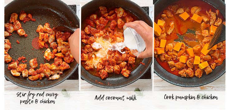 Thai chicken and pumpkin curry step by step recipe