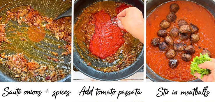 Moroccan meatballs step by step images