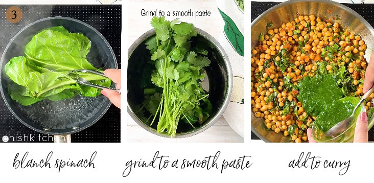 how to make chickpea spinach curry with images