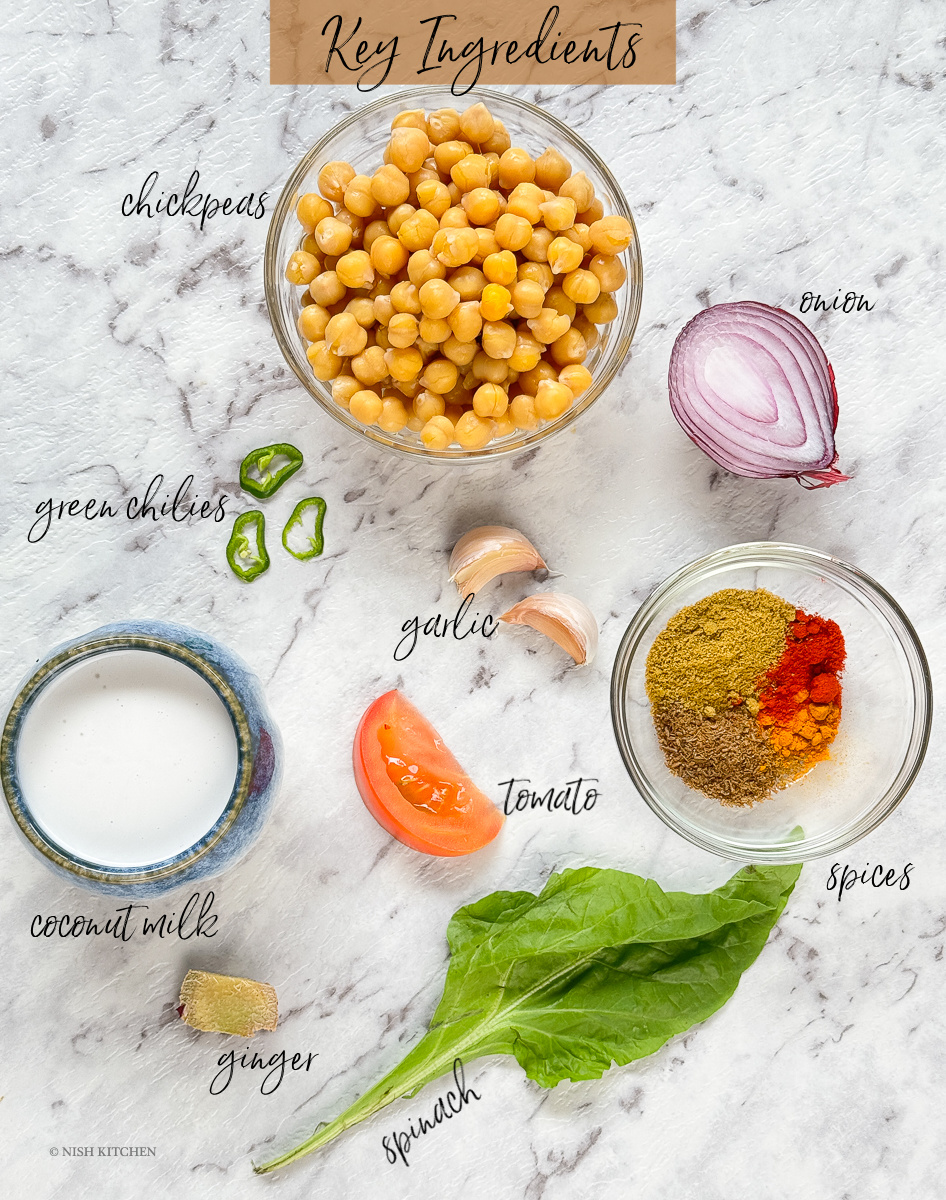 chickpea spinach curry ingredients