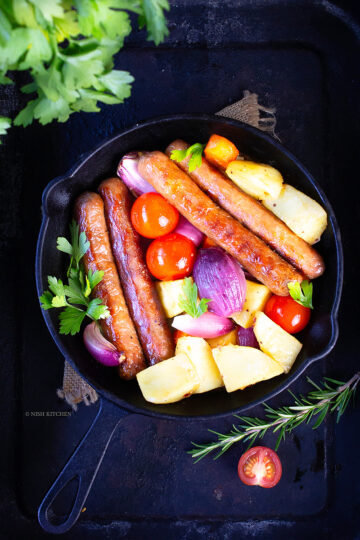 hoeny mustard sausage tray bake recipe video