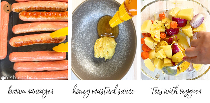 how to make honey mustard sausage tray bake with images