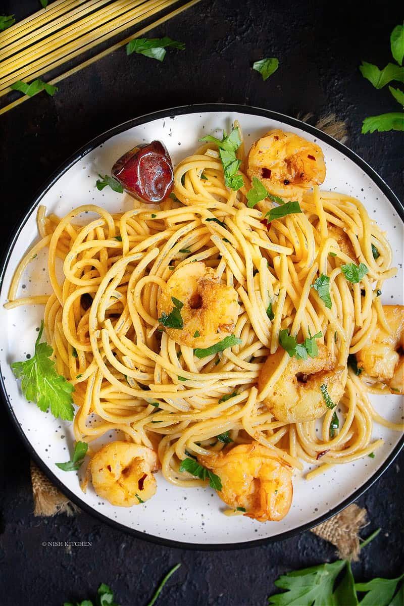 shrimp aglio olio
