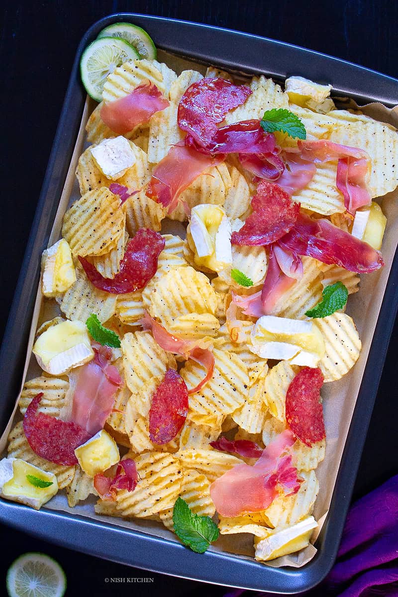 charcuterie chips with hot honey