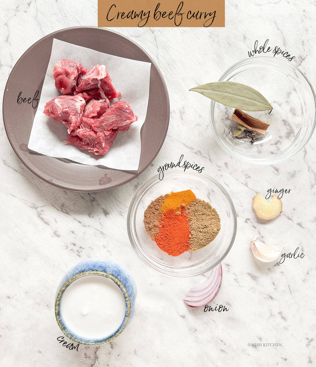 creamy beef curry ingredients