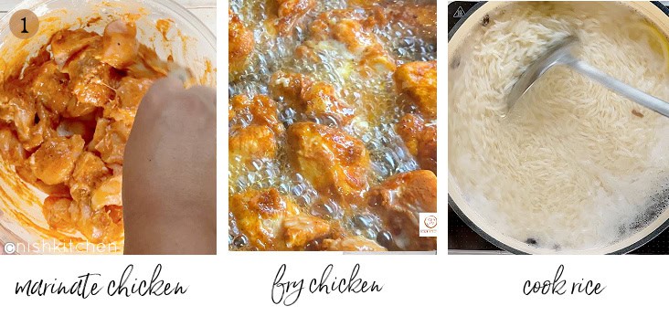 how to make chicken 65 biryani step 1