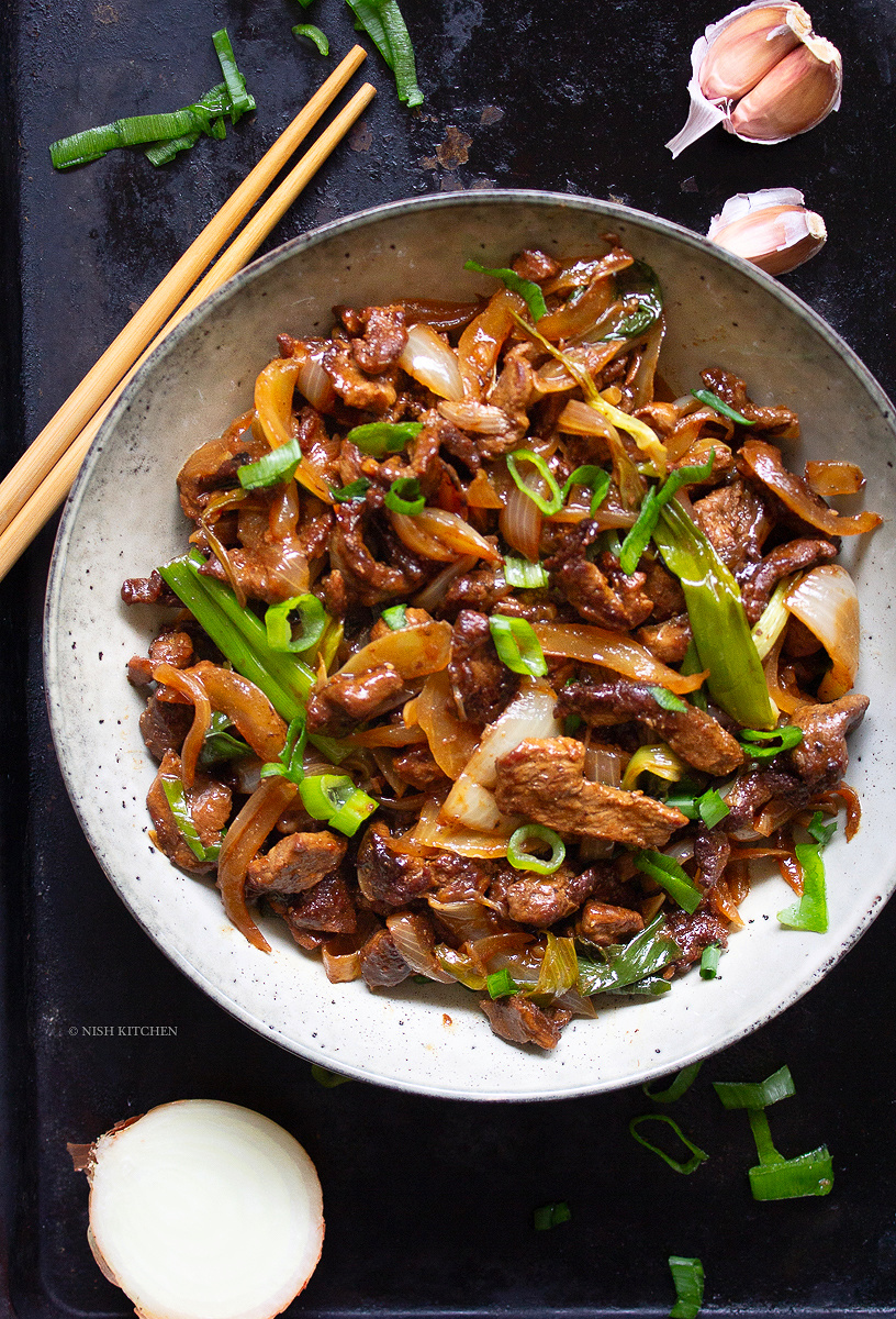 beef and onion stir fry