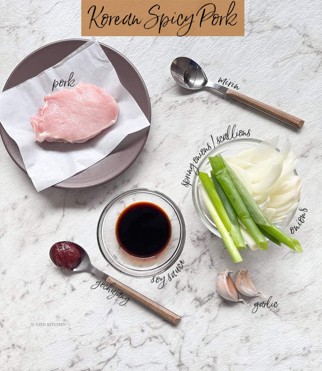 pork bulgogi or korean spicy pork recipe ingredients