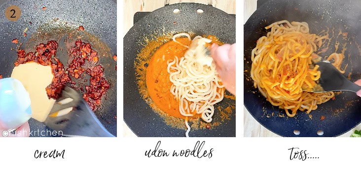 how to make Korean creamy udon noodles step 2