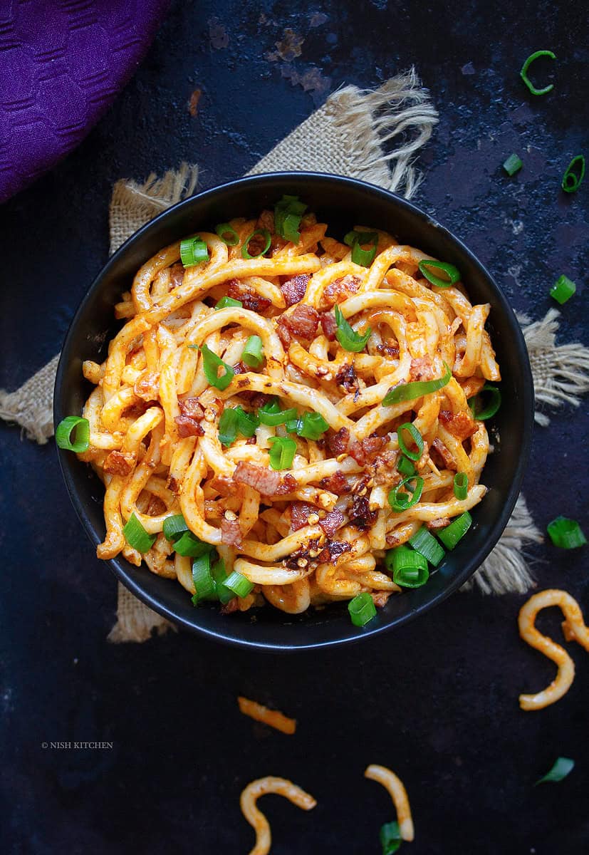 korean creamy udon noodles recipe video