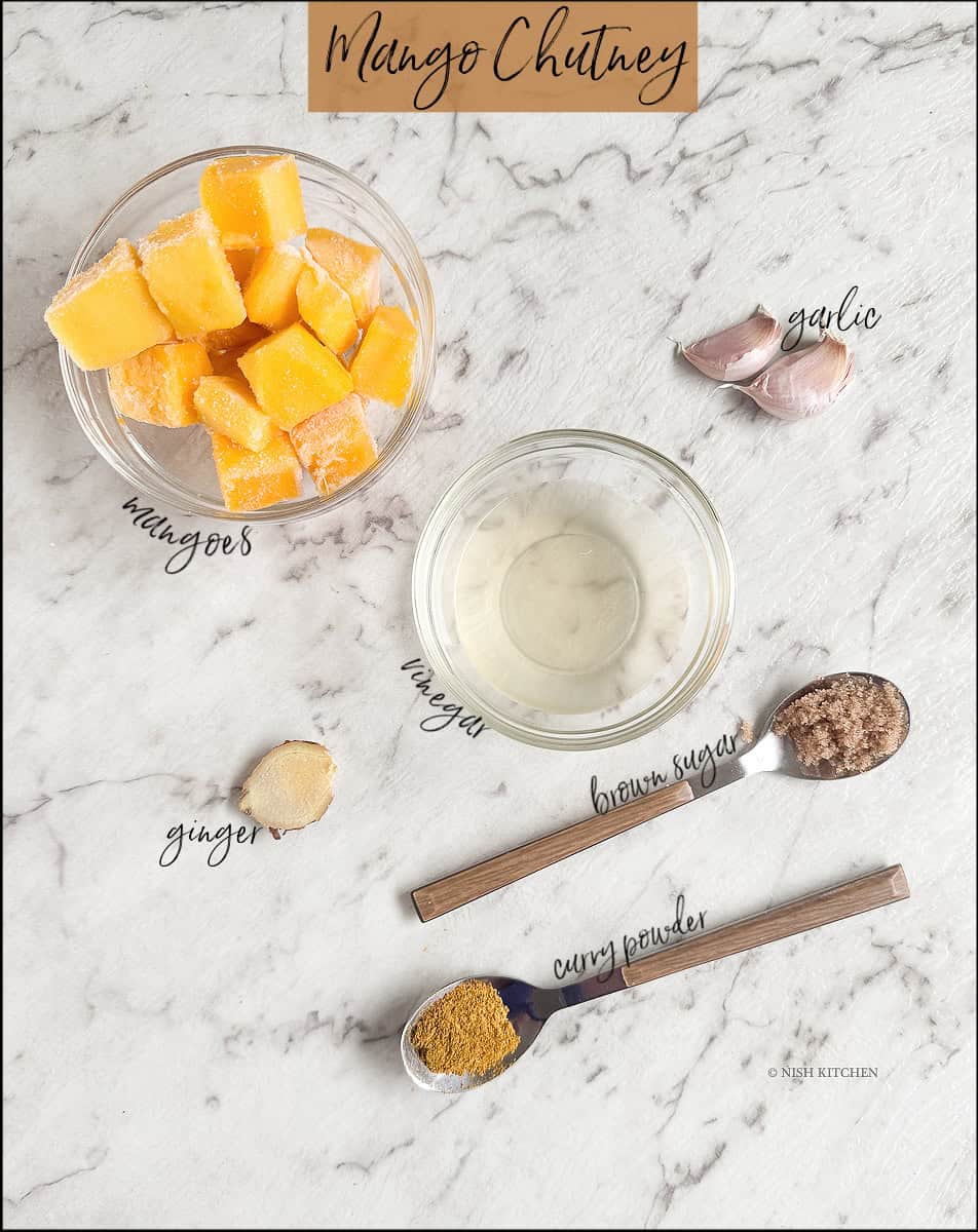 Indian mango chutney ingredients