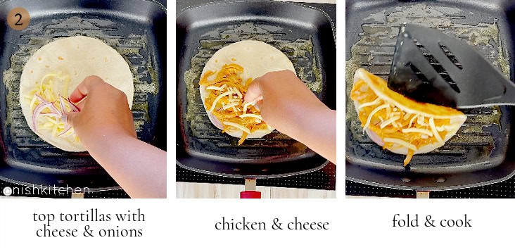 how to make cheesy honey chipotle chicken quesadilla step 2