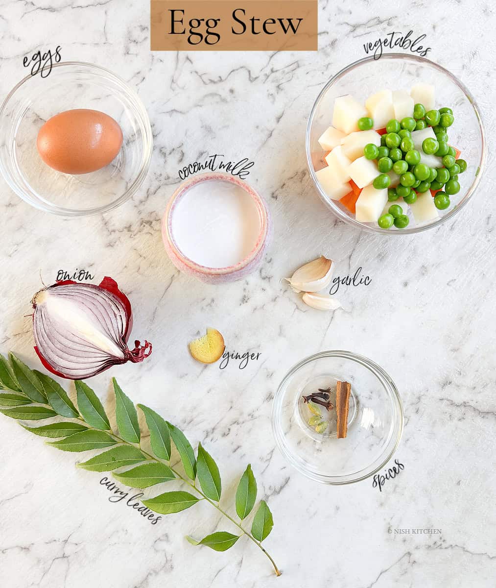 Indian egg stew ingredients