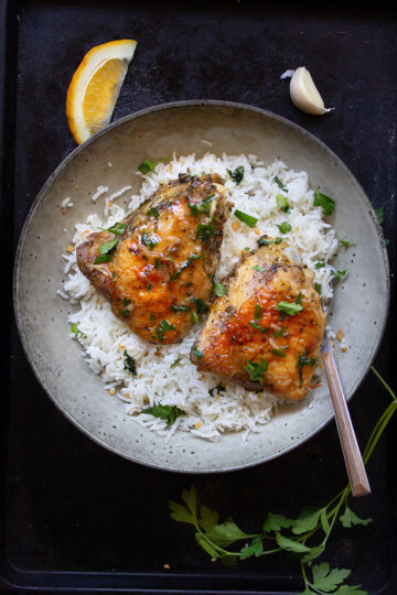Garlic herb chicken with rice