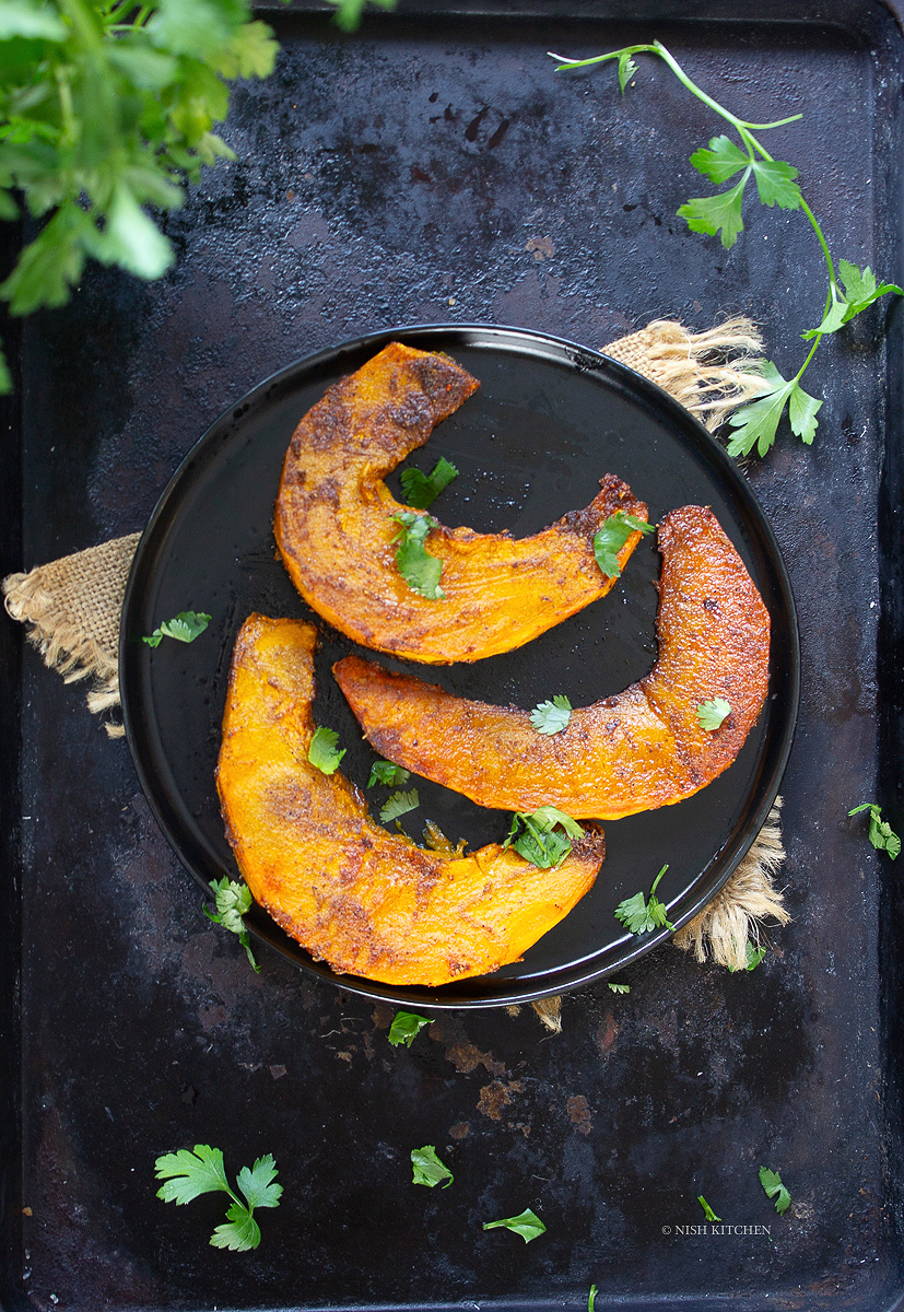 spicy roast pumpkin wedges recipe